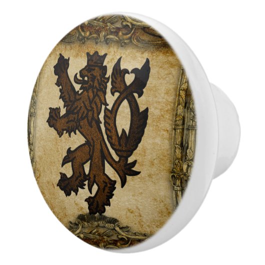 Heraldic Rampant Lion Custom Keramische Knop (Rechts)