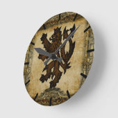 Heraldic Rampant Lion Custom Ronde Klok (Hoek)