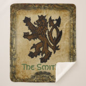 Heraldic Rampant Lion Custom Sherpa Deken (Voorkant)