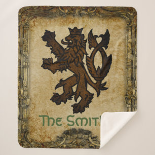 Heraldic Rampant Lion Custom Sherpa Deken