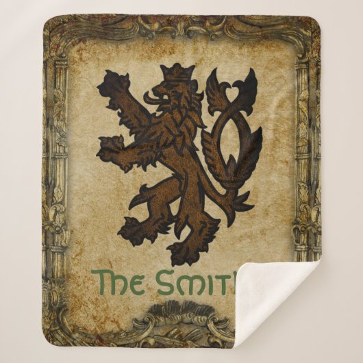 Heraldic Rampant Lion Custom Sherpa Deken (Voorkant)