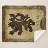 Heraldic Rampant Lion Custom Sherpa Deken (Voorkant (horizontaal))