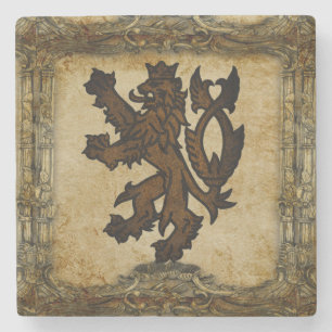 Heraldic Rampant Lion Custom Stenen Onderzetter