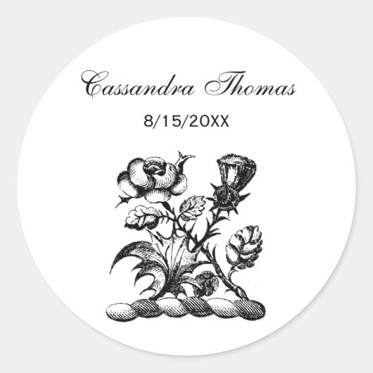 Heraldic Roos & Thistle Coat of Arms Crest Emblem Ronde Sticker (Voorkant)