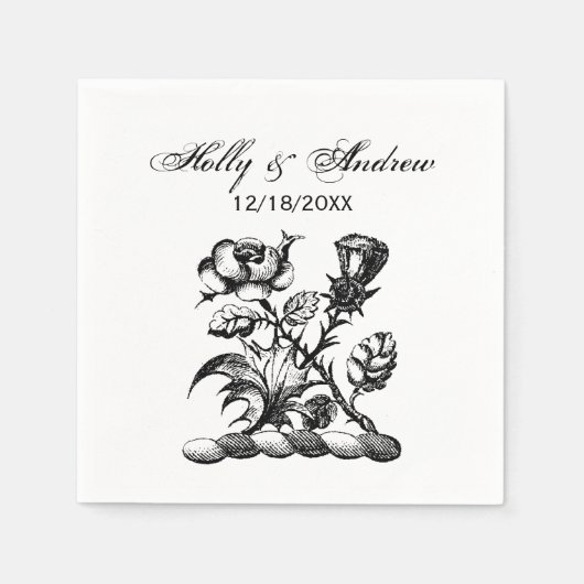 Heraldic Roos & Thistle Coat of Arms Crest Emblem Servet (Voorkant)