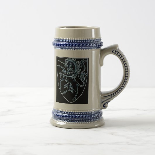 Heraldic Style Unicorn Stein Bierpul (Rechts)