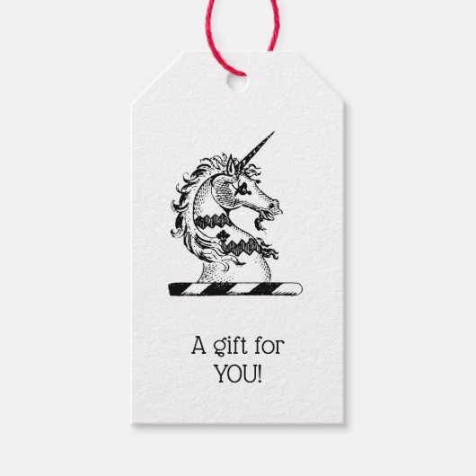 Heraldic Unicorn Head Coat of Arms Emblem Cadeaulabel (Voorkant)