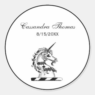 Heraldic Unicorn Head Coat of Arms Emblem Ronde Sticker