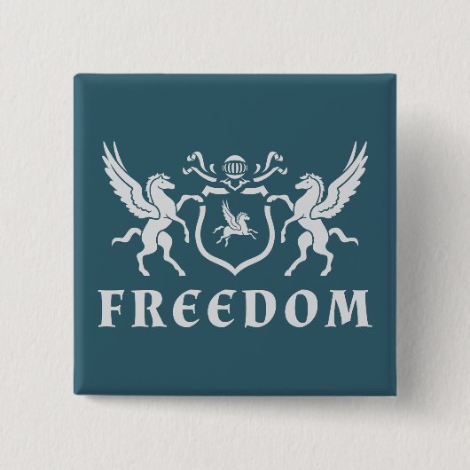 Heraldic White Pegasus Vierkante Button 5,1 Cm (Voorkant)