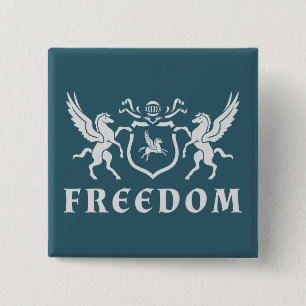 Heraldic White Pegasus Vierkante Button 5,1 Cm