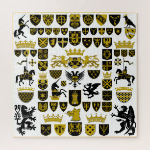 Heraldiek kuifjes, symbolische design. legpuzzel