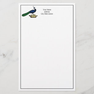 Heraldieke Vintage Gestileerde Pauw op Kroon C Briefpapier