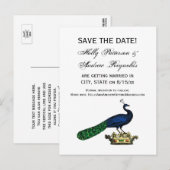 Heraldisch antiek gestileerde pauw op kroon C Aankondigingskaart (Voorkant / Achterkant)