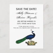 Heraldisch antiek gestileerde pauw op kroon C Aankondigingskaart (Voorkant)