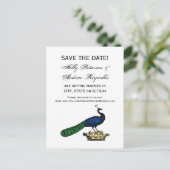 Heraldisch antiek gestileerde pauw op kroon C Aankondigingskaart (Staand voorkant)