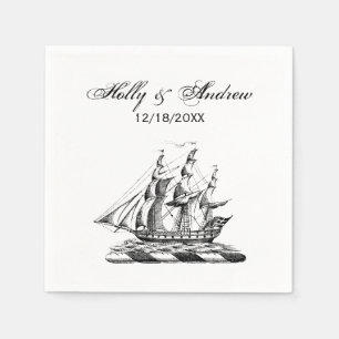 Heraldisch antiek nautisch klipper schip crest servet