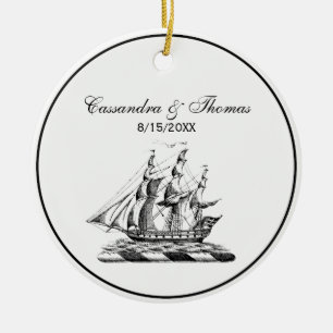 Heraldisch antiek nautisch klipper schip wapenembl keramisch ornament