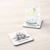 Heraldisch antiek nautisch klipperschip wapenschil bier onderzetter (Rechterzijde)