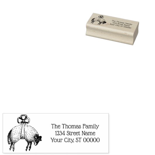 Heraldisch gebandeerd vlies ram schaap crest emble rubberstempel (Gestempeld)