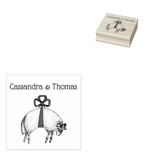 Heraldisch gebandeerde vacht ram schaap embleem rubberstempel (Gestempeld)