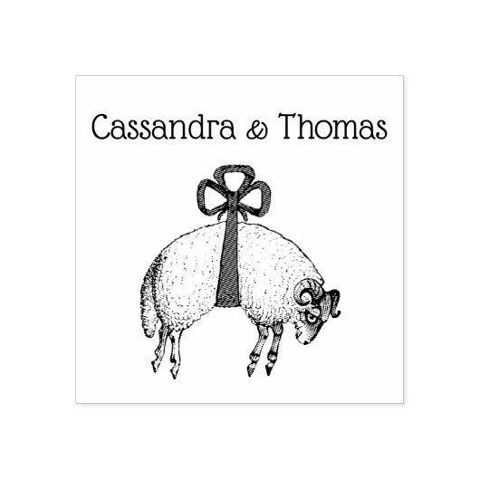 Heraldisch gebandeerde vacht ram schaap embleem rubberstempel (Afrduk)