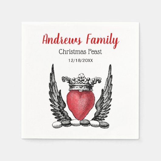 Heraldisch Hart met Vleugels Crest Kerstmis Xmas Servetten (Voorkant)