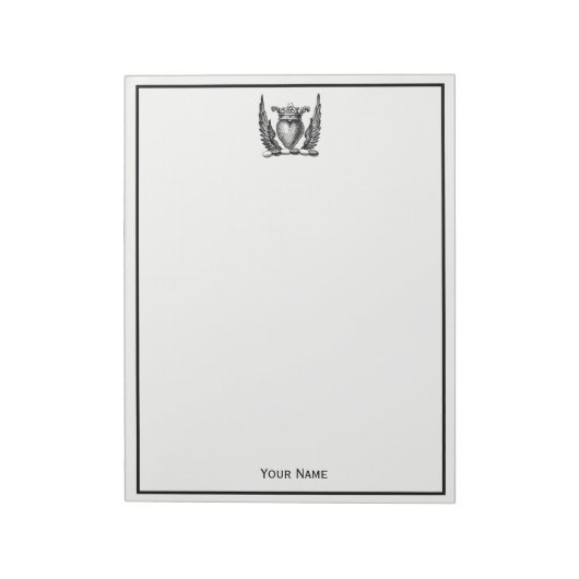 Heraldisch Hart met Vleugels Wapen Crest Notitieblok (Linkerzijde)