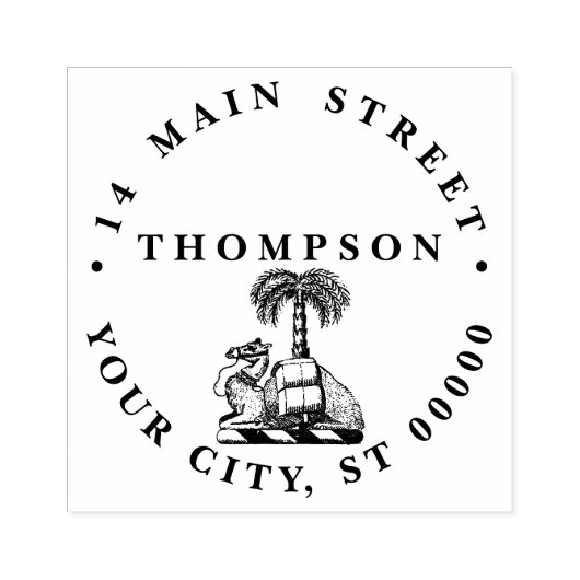 Heraldisch Kameel Palmboom Kleur Wapen Rubberstempel (Afrduk)