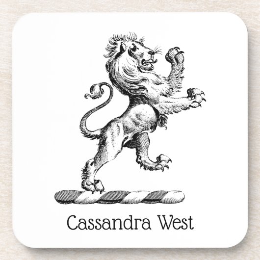 Heraldisch Leeuw Staand Kuif Embleem Bier Onderzetter (Voorkant)