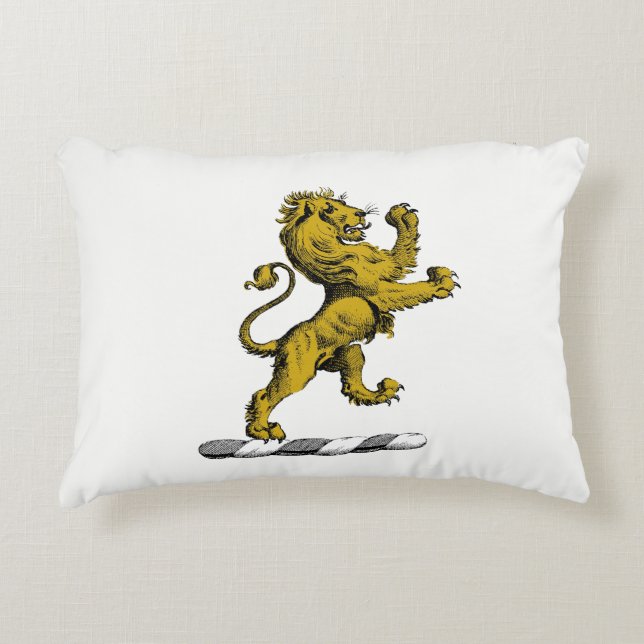 Heraldisch Leeuw Staand Kuif Embleem C Accent Kussen (Voorkant)