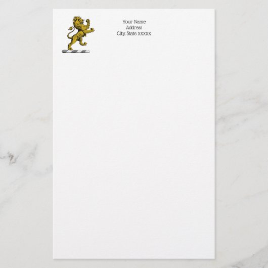 Heraldisch Leeuw Staand Kuif Embleem C Briefpapier (Voorkant)
