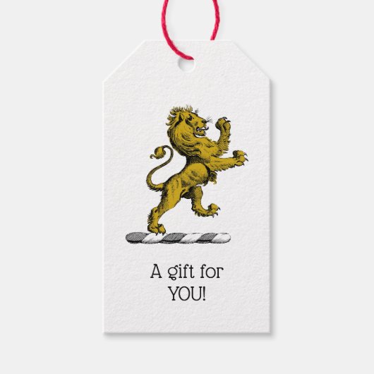 Heraldisch Leeuw Staand Kuif Embleem C Cadeaulabel (Voorkant)