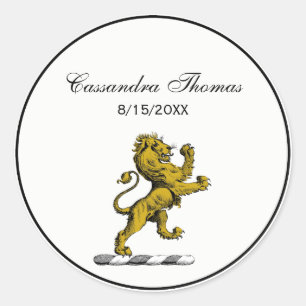 Heraldisch Leeuw Staand Kuif Embleem C Ronde Sticker