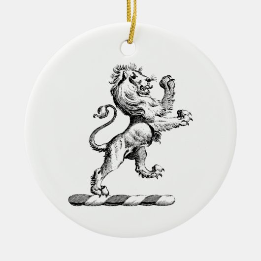 Heraldisch Leeuw Staand Kuif Embleem Keramisch Ornament (Voorkant)