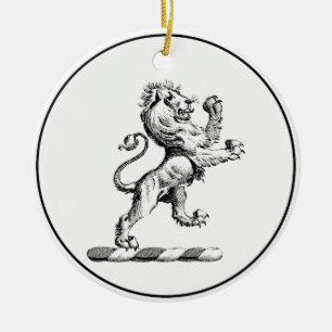 Heraldisch Leeuw Staand Kuif Embleem Keramisch Ornament