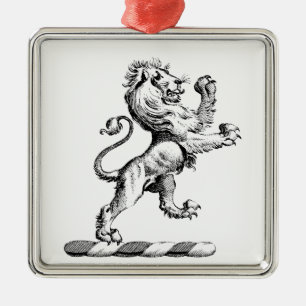Heraldisch Leeuw Staand Kuif Embleem Metalen Ornament