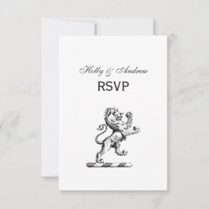 Heraldisch Leeuw Staand Kuif Embleem RSVP Kaartje
