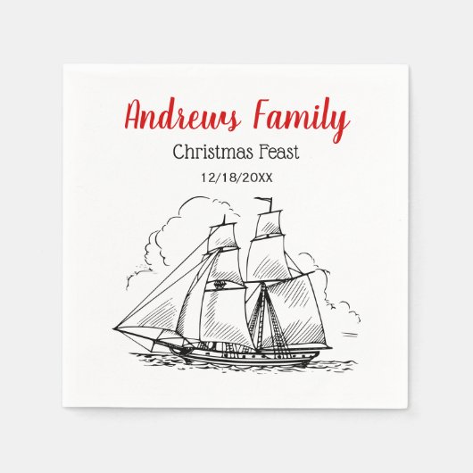 Heraldisch Nautisch Clipper Schip #2 Crest Servet (Voorkant)