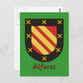 Heraldisch schild van de familie Alferez Briefkaart (Voorkant / Achterkant)