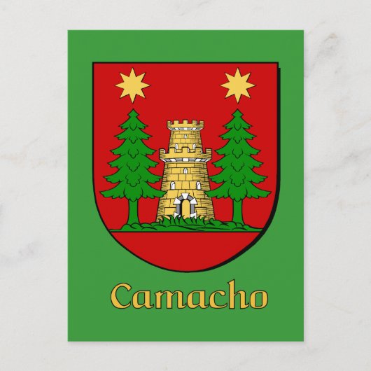 Heraldisch schild van de familie Camacho Briefkaart (Voorkant)