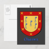 Heraldisch schild van de familie Chaves Briefkaart (Voorkant / Achterkant)