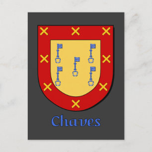 Heraldisch schild van de familie Chaves Briefkaart