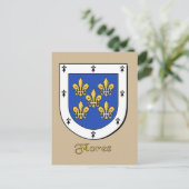Heraldisch schild van de familie Flores Briefkaart (Staand voorkant)
