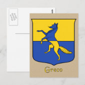 Heraldisch schild van de familie Greco Briefkaart (Voorkant / Achterkant)