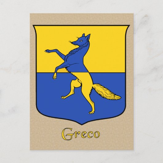 Heraldisch schild van de familie Greco Briefkaart (Voorkant)