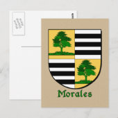 Heraldisch schild van de familie Morales Briefkaart (Voorkant / Achterkant)