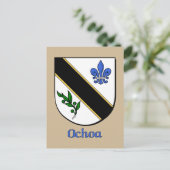Heraldisch schild van de familie Ochoa Briefkaart (Staand voorkant)
