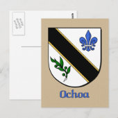 Heraldisch schild van de familie Ochoa Briefkaart (Voorkant / Achterkant)