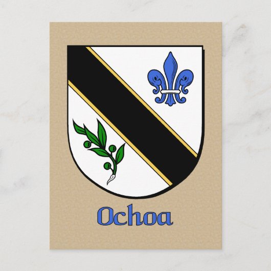 Heraldisch schild van de familie Ochoa Briefkaart (Voorkant)