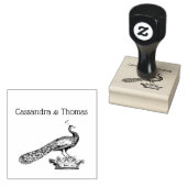 Heraldisch vintage gestileerde pauw op kroon C Rubberstempel (Gestempeld)